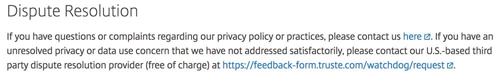 Citrix.com Privacy Policy: Dispute Resolution clause