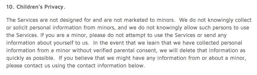 DocuSign Privacy Policy: Clause on Children Privacy