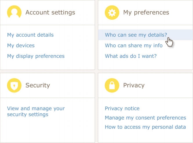 Account Settings Dashboard from eConsultancy