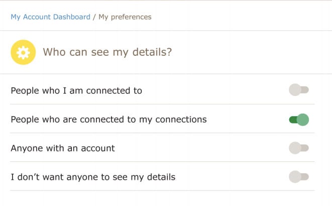 eConsultancy Account Settings: Who can see my details