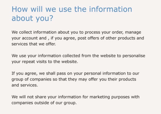 Example of a company Privacy Policy: How we use information about you