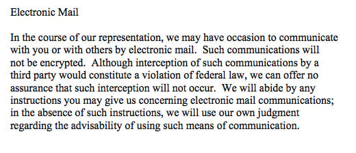 Clause on Electronic Mail in a Privacy Policy