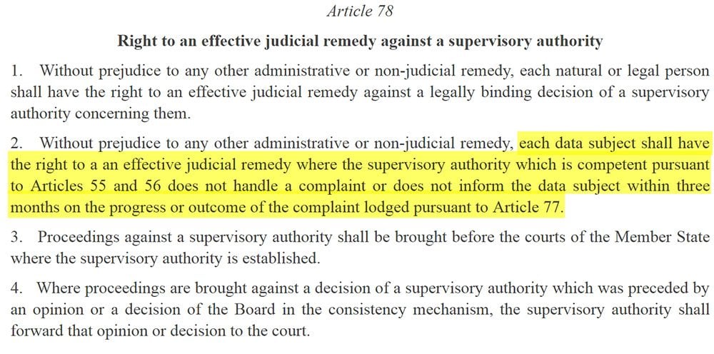 GDPR Article 77: Right to an Effective Judicial Remedy Clause