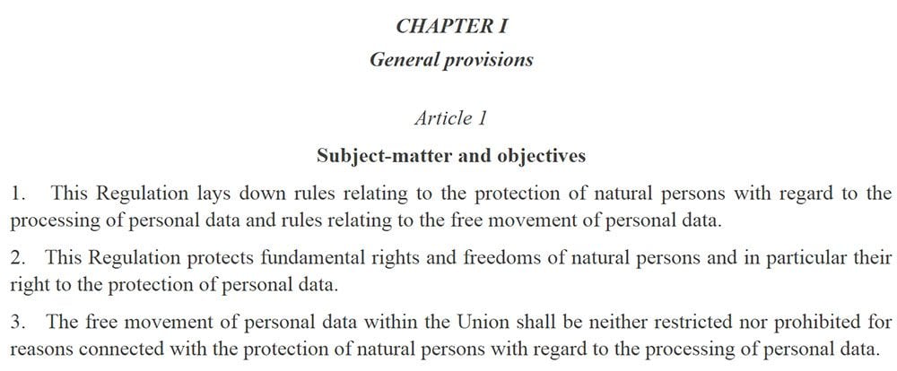 GDPR Chapter 1, Article 1