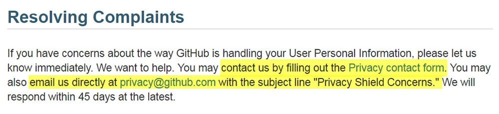 Privacy Policy of GiftHub: Resolving Complaints clause