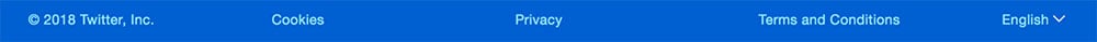 Twitter: Screenshot of legal links in footer