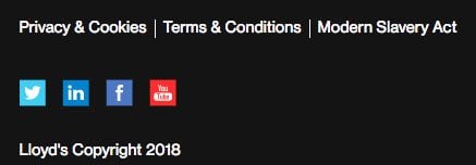 Lloyd&#039;s of London website footer showing Privacy and Cookies link