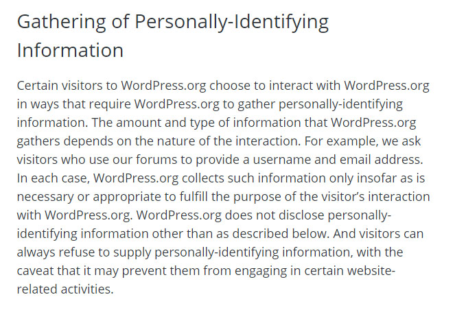 wordpress-privacy-policy-gathering-personal-identifying-information-clause