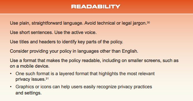 California Attorney General Guide Readability Recommendations summary