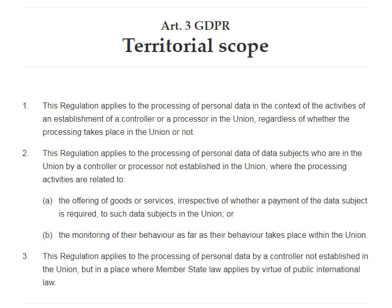 GDPR Info: Article 3: Territorial Scope