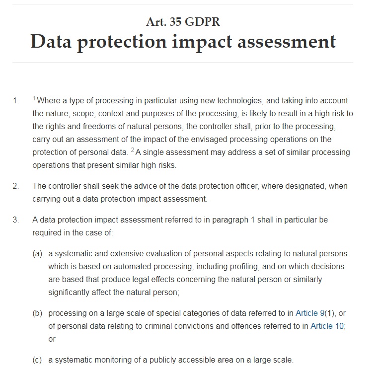 GDPR Info: Article 35: Data protection impact assessment