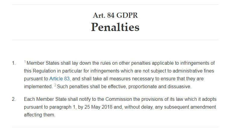 GDPR Info: Article 84: Penalties