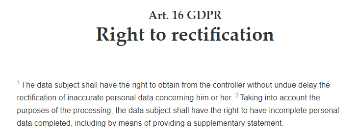 Intersoft Consulting: GDPR Article 16: Right to rectification