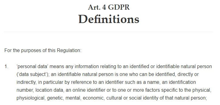 Intersoft Consulting: GDPR Article 4: Definition of &quot;personal data&quot;