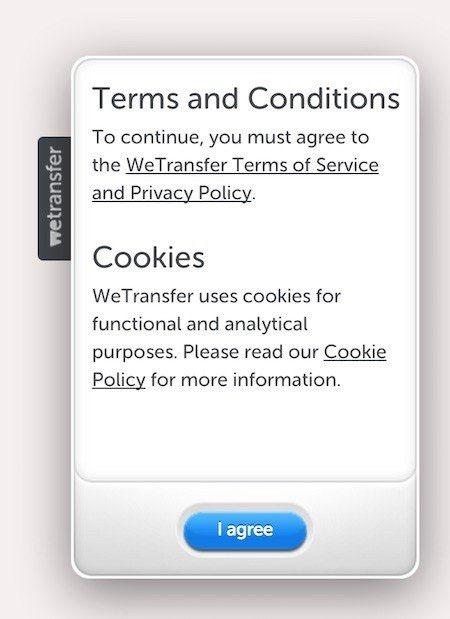 WeTransfer: I agree button