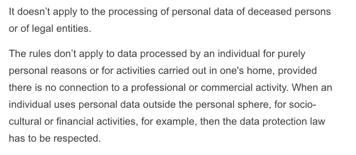 European Commission: What does the GDPR govern: What it doesn&#039;t govern section