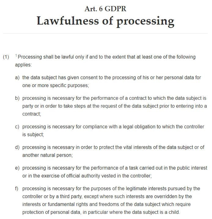 Intersoft Consulting: GDPR Article 6: Lawfulness of processing