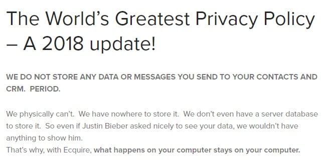 Ecquire Privacy Policy intro with 2018 update