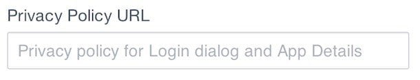 Facebook developer account dashboard&#039;s Privacy Policy URL field
