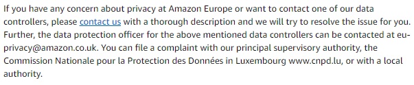 Amazon UK Privacy Notice: Excerpt of Examples of Information Collected clause