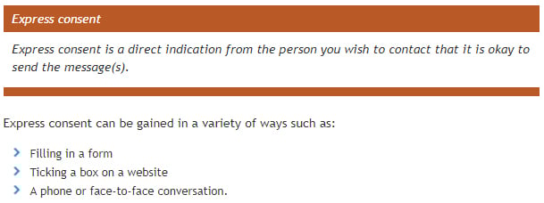 New Zealand Dept of Internal Affairs: Examples of express consent