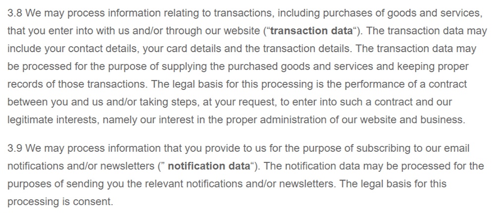 Safe Prescriber Privacy Policy: Excerpt of How we may process information clause - Legal basis