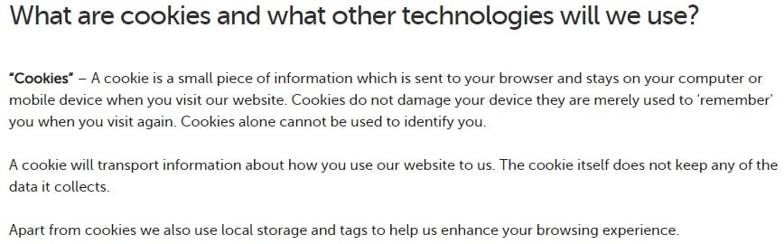 Direct Line Cookies Notice: What are cookies and what other technologies will we use clause