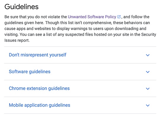 Google Play Privacy Security and Deception Policy: Guidelines clause