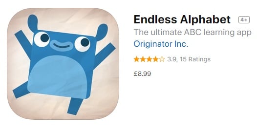 Screenshot of Endless Alphabet app icon in app listing