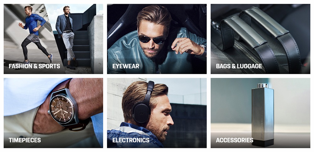 Screenshot of Porsche Design website homepage