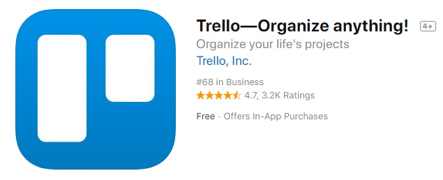 Screenshot of Trello app icon in app listing