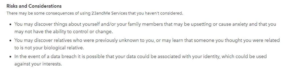 23andMe Privacy Policy: Risks and Considerations clause