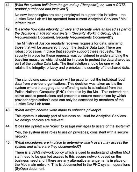 Ministry of Justice Privacy Impact Assessment Report: Clauses for privacy context of new technology