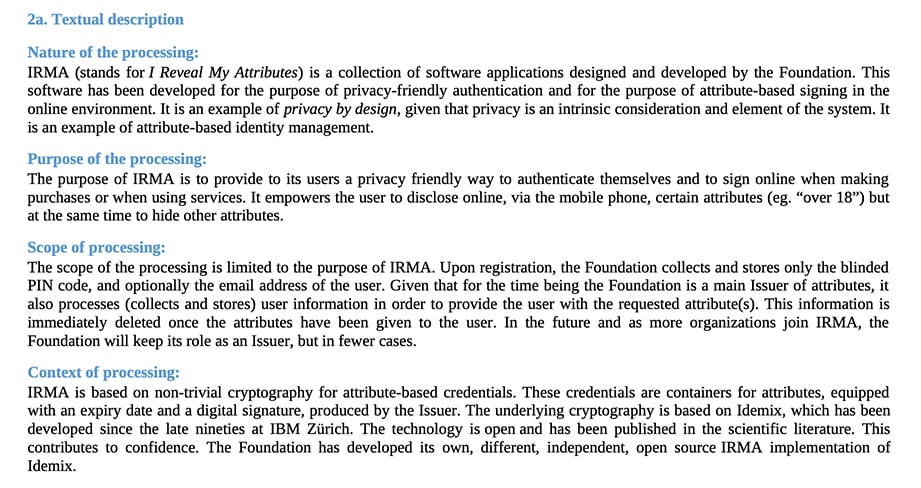 PBD Foundation DPIA: Textual description clause