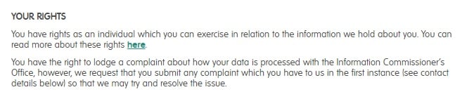 Translink Privacy Policy: GDPR User Rights clause