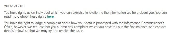 Translink Privacy Policy: GDPR User Rights clause