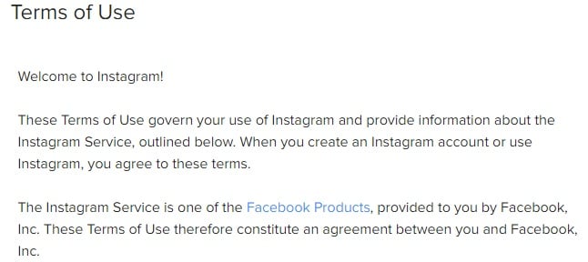 Instagram Terms of Use: Intro clause