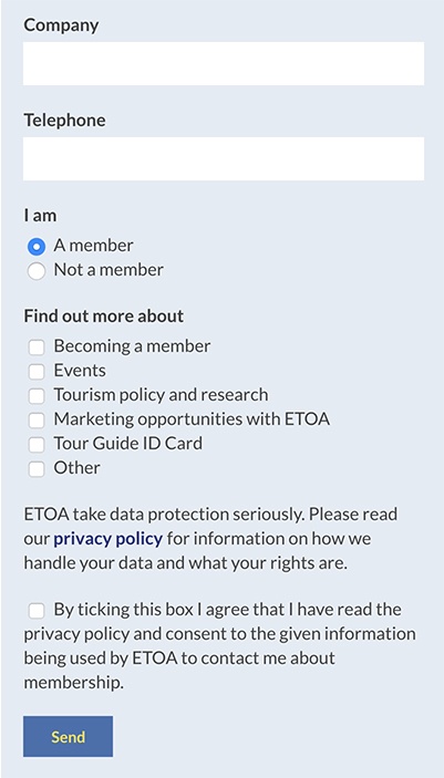 European Tour Operators Association Contact Form