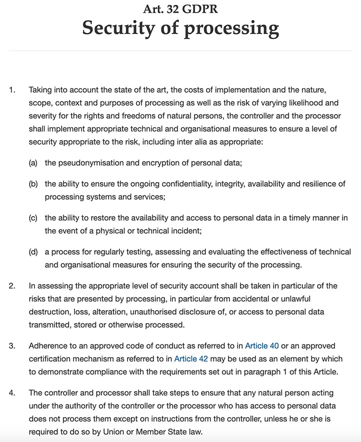 GDPR Info: Article 32 - Security of processing