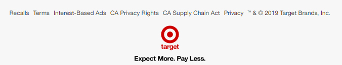 Target website footer-links