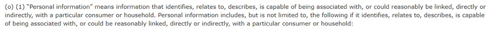 California Legislative Information: CCPA text - Personal Information definition section