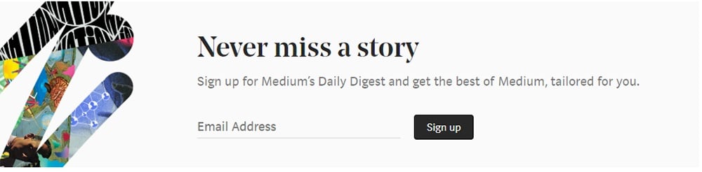 Medium email newsletter sign-up form