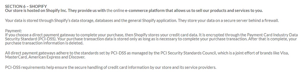Strong Strong Friends Privacy Policy: Shopify clause