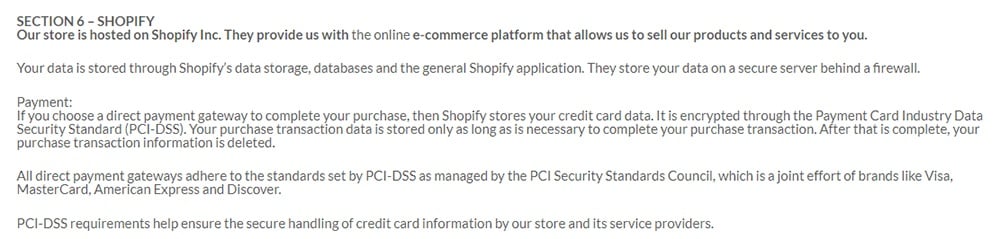 Strong Strong Friends Privacy Policy: Shopify clause