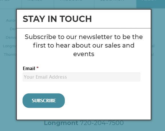 Medicine Man email newsletter sign-up form