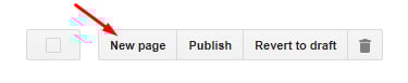 Blogger backend: New Page option button
