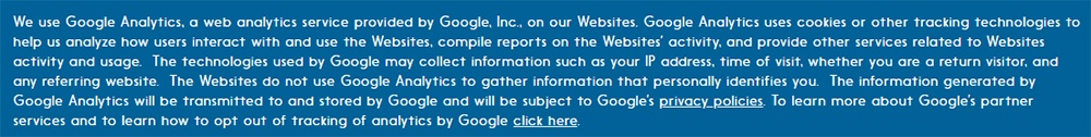 Dutch Bros Coffee Privacy Policy: Google Analytics clause