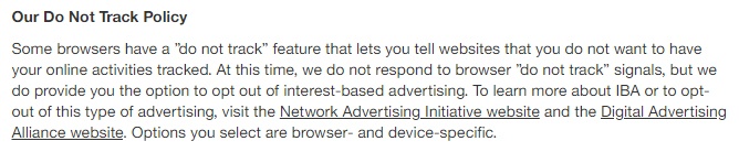 Target Privacy Policy: DNT clause