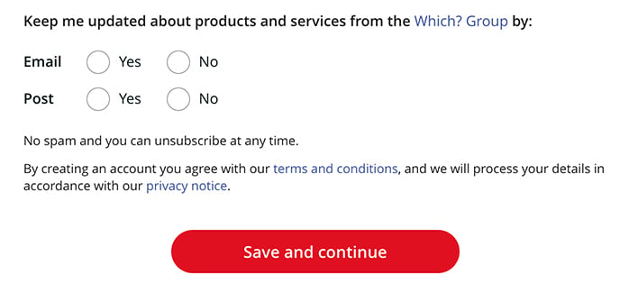Which UK email sign-up form