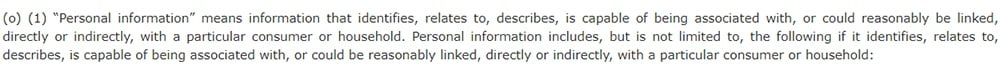 CCPA: Definition of Personal Information clause